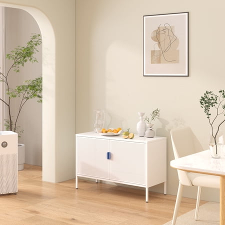 Metal Storage Locker Cabinet, Adjustable Shelves Free Standing Ventilated Sideboard Steel Cabinets for Office,Home