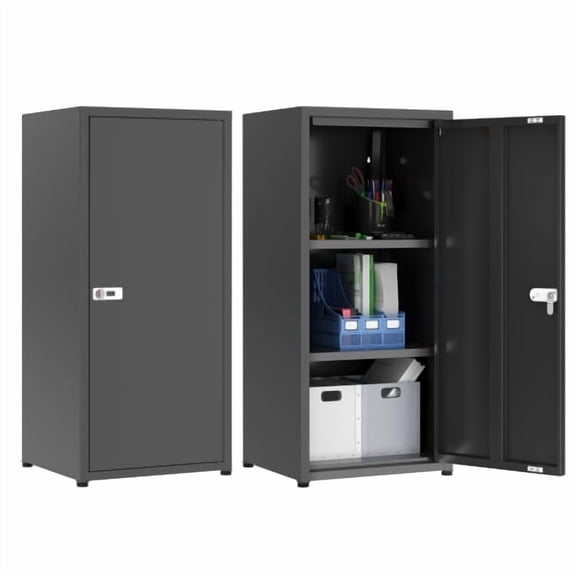 Metal Storage Locker Cabinet With Door And Lock, Mini Lockable Storage Cabinet, Small Employee School Locker, Black, 34.5" X 15.75" X 13.78"