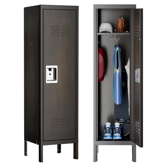 Metal Storage Locker Cabinet with 1 Door, 18 Deep Lockers with Hanging , Clothes Locker for School, Bedroom, Home Office, Gym and Changing Room
