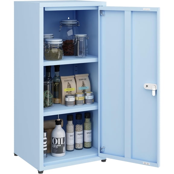 Metal Storage Locker Cabinet with Lock, 3-Compartment Steel Organizer Cabinet, Secure Locking Storage Unit for Home, Office, School and Classroom