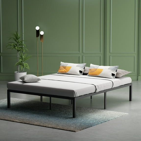 Metal Storage Platform Bed Frame, King, Black