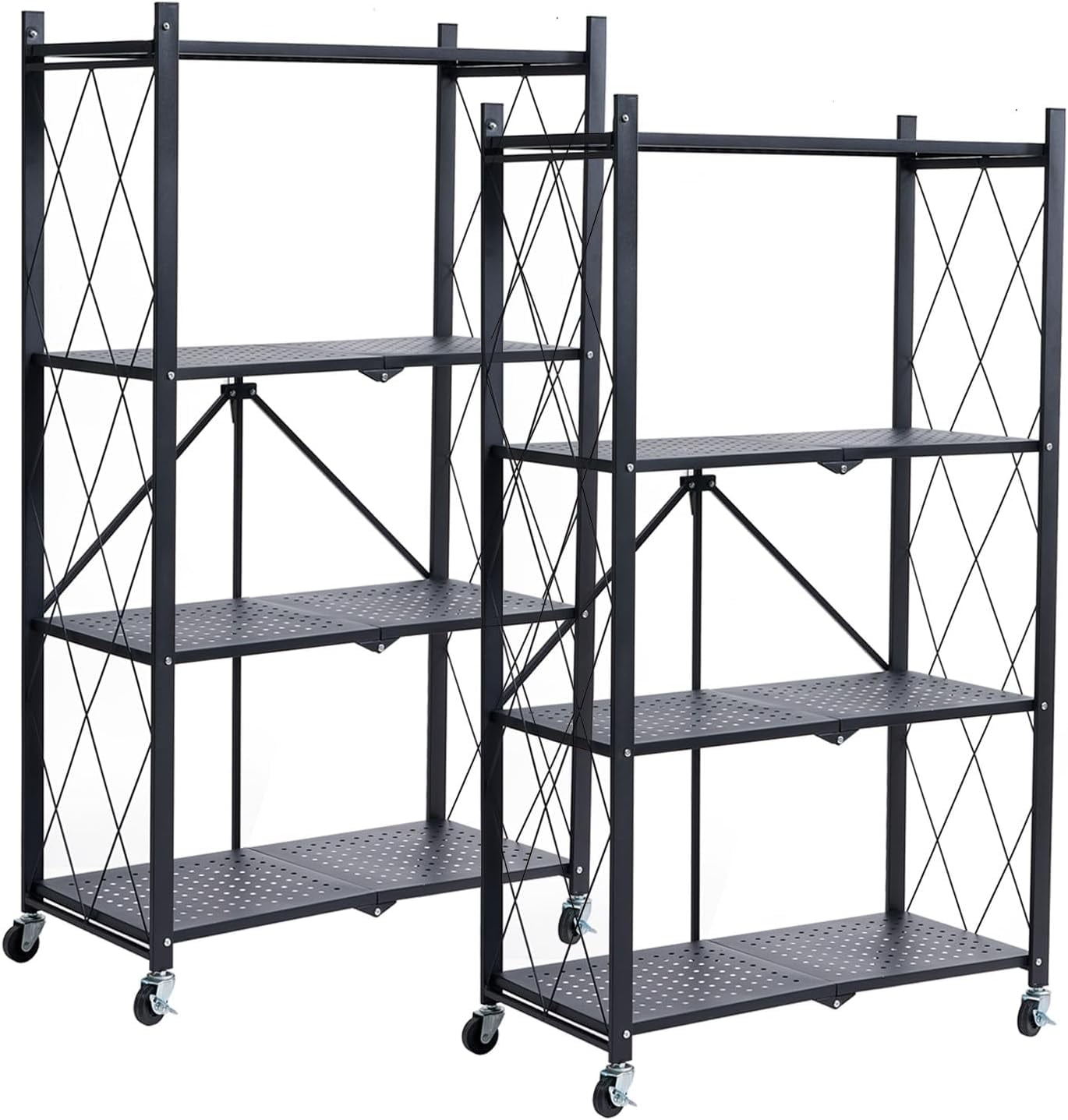 Metal Storage Shelves 4 Tier Folding Display Shelf Racks No Assembly