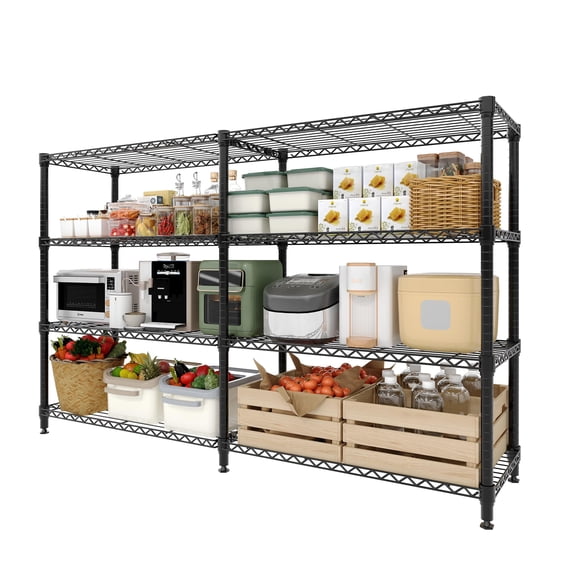 Metal Storage Shelves 5-Tier Heavy Duty Wire Rack Shelving Unit, Adjustable Standing Shelf with Leveling Feet for Garage Kitchen Pantry Room Home Commercial Use