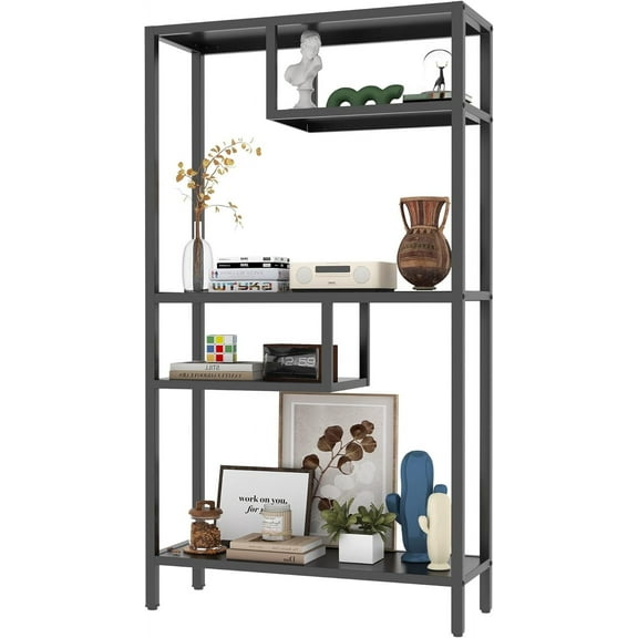 Metal Storage Shelves, 70.9” Tall Geometric Bookshelf, Floor Standing Display Shelving Unit Home Decor Furniture for Office, Bedroom, Living Room, Easy Assembly, Black