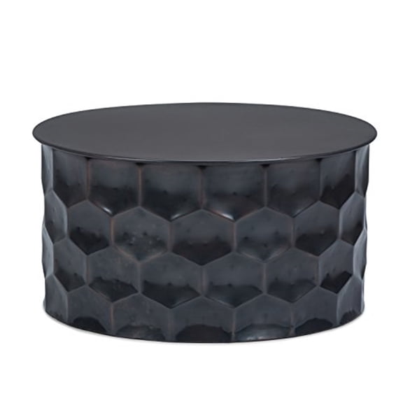 Metal Storage Side Table - Industrial Accent Table - 31" Wide - Rustic Bronze