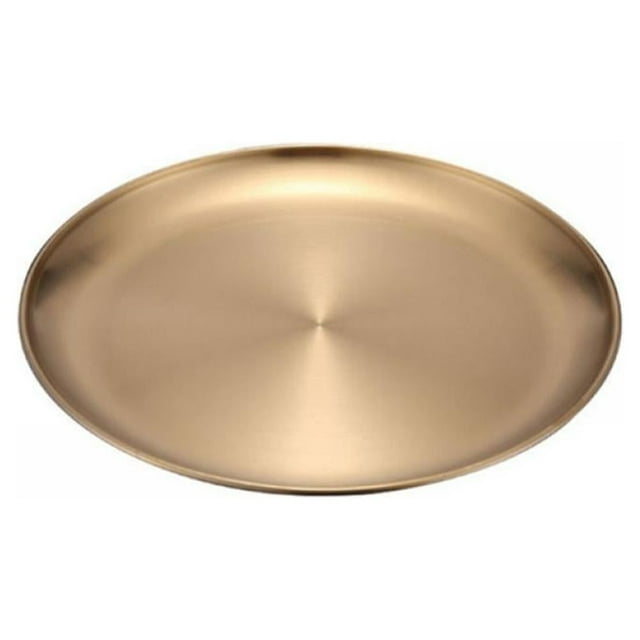 Metal Storage Tray Round Stainless Steel Tray Snack Fruit Cosmetics Jewelry Storage Organizer European Style Dinner Plates Gold Dining Plate