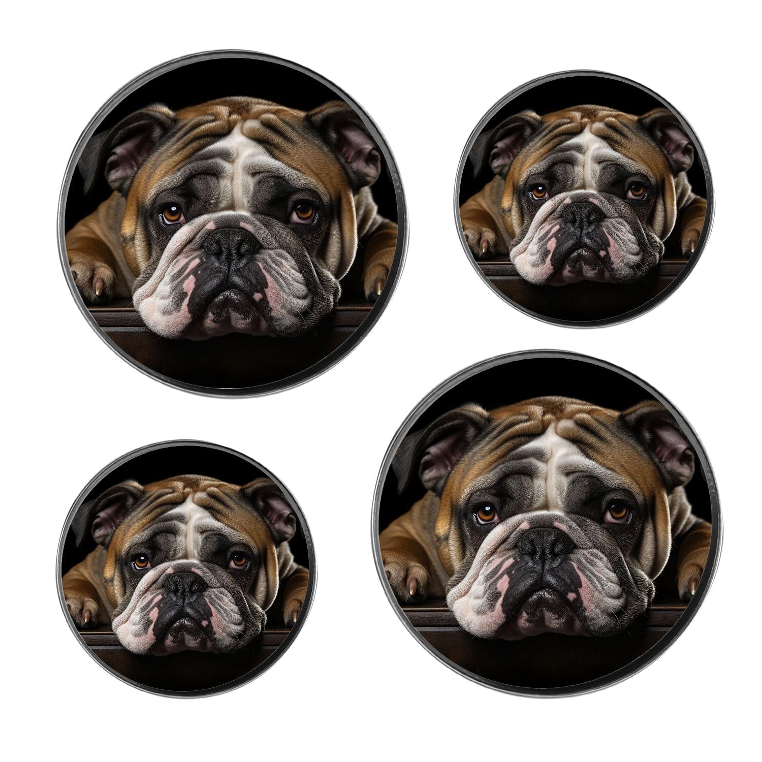 Metal Stove Burner Covers 4 Pcs Decorative Gas Stove Burner Cover 8Inch And 10Inch ,Bulldog Animal Black Dog Creative, for Home Decor Cooktop Decorative