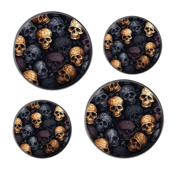 Metal Stove Burner Covers 4 Pcs Decorative Gas Stove Burner Cover 8Inch And 10Inch ,Abstract Gothic Skull Creative, for Home Decor Cooktop Decorative