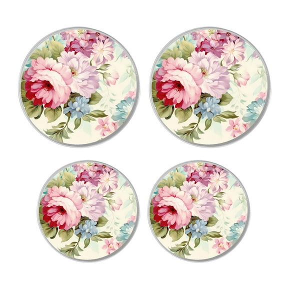 Metal Stove Burner Covers 4 Pcs Metal Round Stove Burner Covers 8Inch And 10Inch ,Pink Rose & Blue Flower Floral picture, for Home Decor Cooktop Decorative