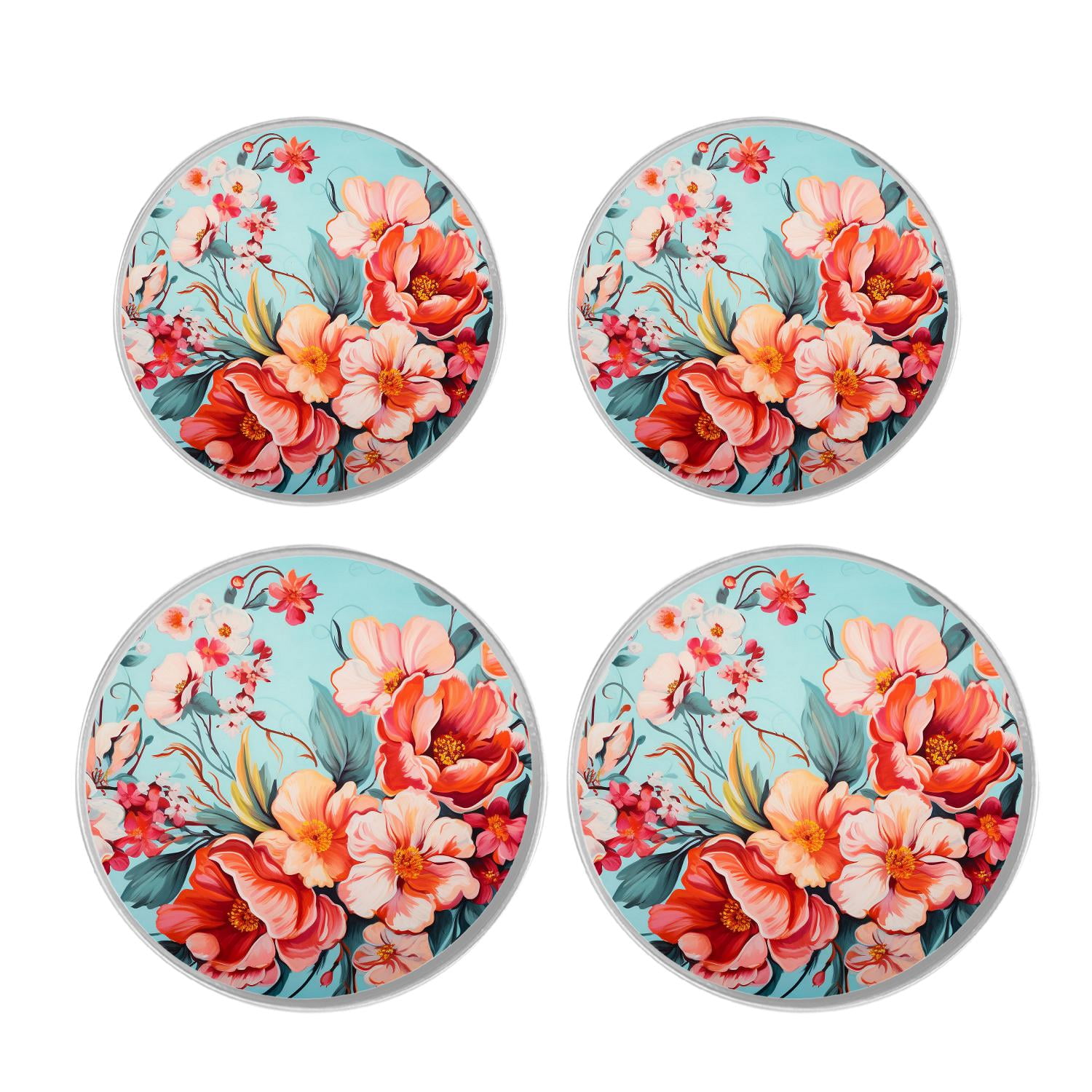 Metal Stove Burner Covers 4 Pcs Metal Round Stove Burner Covers 8Inch And 10Inch ,Beautiful Roses Floral pattern, for Home Decor Cooktop Decorative