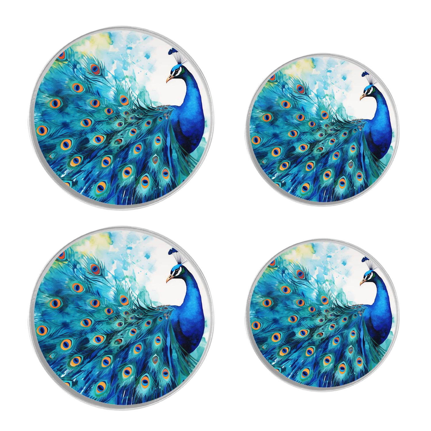 Metal Stove Burner Covers 4 Pcs Metal Round Stove Burner Covers 8Inch And 10Inch ,beautiful peacock head Pattern, for Home Decor Cooktop Decorative
