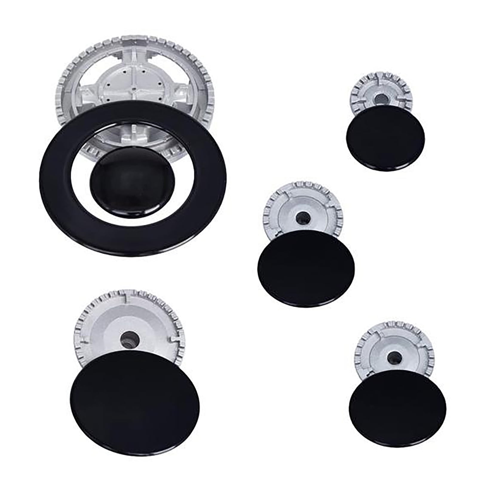 Metal Stove Burners and Knob Set Cooktop Burners Heads and Control Knobs Ranges Burners Caps Metal Texture for Stove