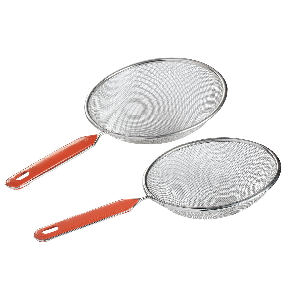Set of 2 Metal Strainers with Red Handles