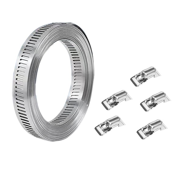 Metal Strap with 5 Fasteners Gear Clip Adjustable Pipe Ducting Hose Clamp Stainless Steel Hose Clamp Easily Install