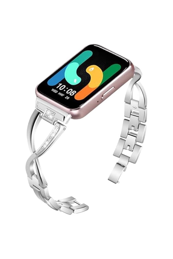 Metal Straps Compatible with Samsung Galaxy Fit 3 Strap, Adjustable Bling Replacement Watch Strap Band Bracelet Compatible with Samsung Galaxy Fit 3 SM-R390