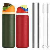 Metal Straw Replacement for Owala Water Bottle 24 oz 32 oz Accessories, With 2 Straw Cleaner, Reusable Stainless Steel Straws Compatible With Owala Water Bottle