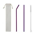 thumbnail image 1 of Metal Straw Set with Reusable Straw Silicone Tips Cleaner, Stainless Steel Straws for Tumblers & Cold Beverages (Purple), 1 of 5