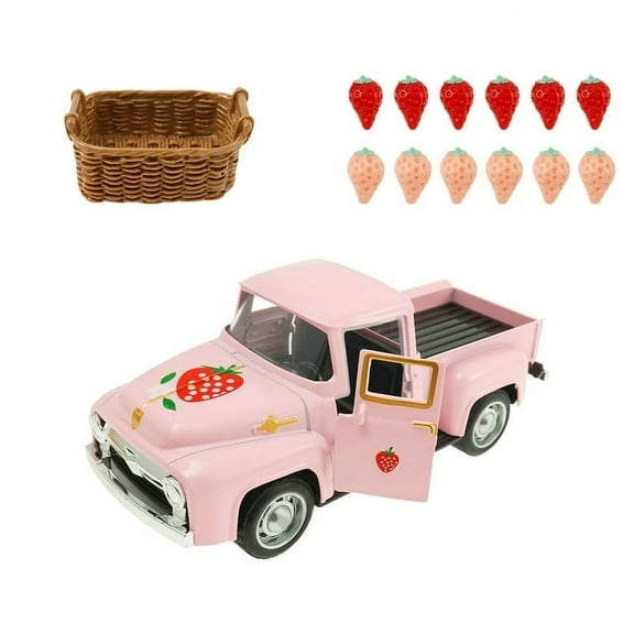 Metal Strawberry Vintage Truck Decor Fade Resistant Truck Table Decor Cute Shape Mini Metal Car Decoration Portable for Party