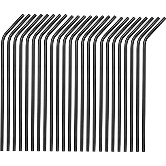 Metal Straws 48 Piece Bulk, 10.5'' Stainless Steel Straws Bent Black 6mm Diameter for 30oz Tumblers Yeti Wholesale (48 Bent) (265*6mm Black Bent)