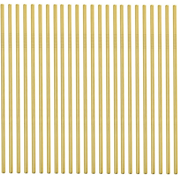 Metal Straws 48 Piece Bulk, 10.5'' Stainless Steel Straws Straight Gold 6mm Diameter for 30oz Tumblers Yeti Wholesale (48 Straight) (265*6mm Gold Straight)
