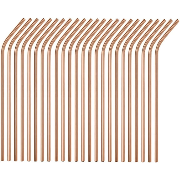 Metal Straws Stainless Steel Straws 50 Pack Bulk 8.5" Reusable Drinking Straws Rose Gold Color All Bent Curved Straws for 20 24 30 OZ Yeti Rtic Tumblers (Rose Gold, 50 piece - 8.5 inch-All Bent)