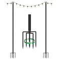 thumbnail image 1 of Metal String Light Poles for Outside Hanging - Backyard, Garden, Patio, 2 Pack Lighting Stand with Adjustable Height for Outdoor Parties, Wedding, Extra-Long 5-Prong Claws, (10FT) FLP02B01, 1 of 9