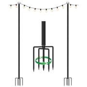 Metal String Light Poles for Outside Hanging - Backyard, Garden, Patio, 2 Pack Lighting Stand with Adjustable Height for Outdoor Parties, Wedding, Extra-Long 5-