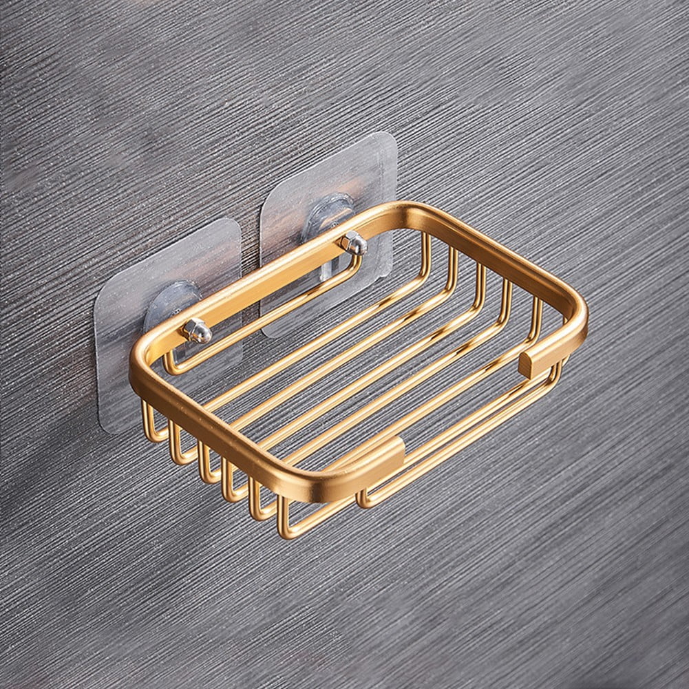 Metal Strong Suction Soap Dish Holder Bathroom Shower Bath Net Drain