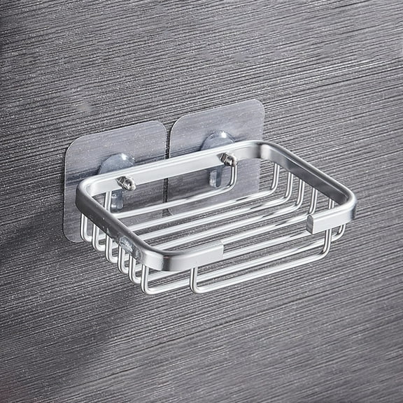 Metal Strong Suction Soap Dish Holder Bathroom Shower Bath Net Drain Case Tray