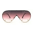 thumbnail image 1 of Metal Stud Brow Line Flat Top Rimless Shield Racer Sunglasses Gold Purple Pink, 1 of 4