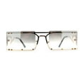 thumbnail image 1 of Metal Stud Rimless Rectangular Unique Metal Rim Sunglasses Gold Grey Clear, 1 of 5