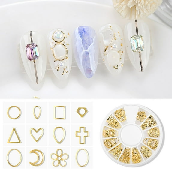 3D Nail Art Decorations, Gold Nail Art Decals, Punk Star Moon Jewelry Studs, Mixed Rivet Nail Art Designs, DIY Nail Art Decorations, 10 Types of Plastic Decorations, One Box