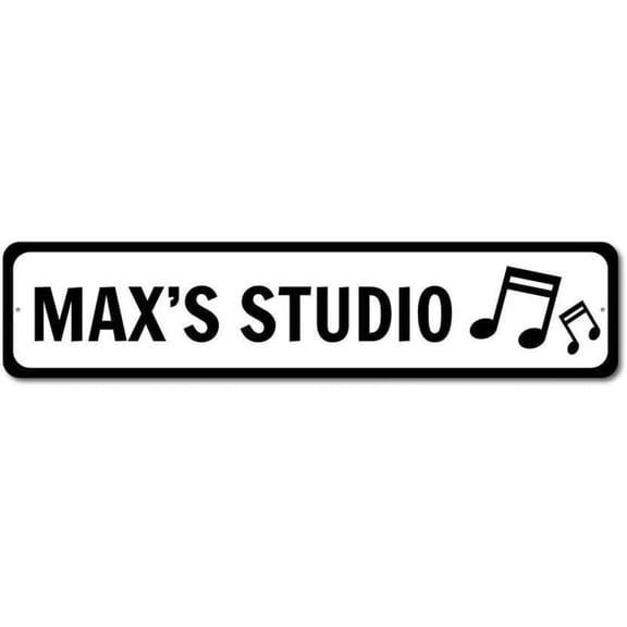 Metal Studio Wall Sign Decor, 4 x 16 Inch Rectangular Hanging Plaque