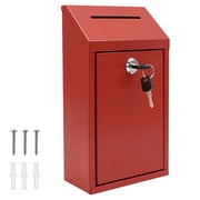 FUYGRCJ Metal Suggestion Box with Lock, Wall Mount Donation Drop Box for Office, Cash Drop Box with Slot for Church and Charity