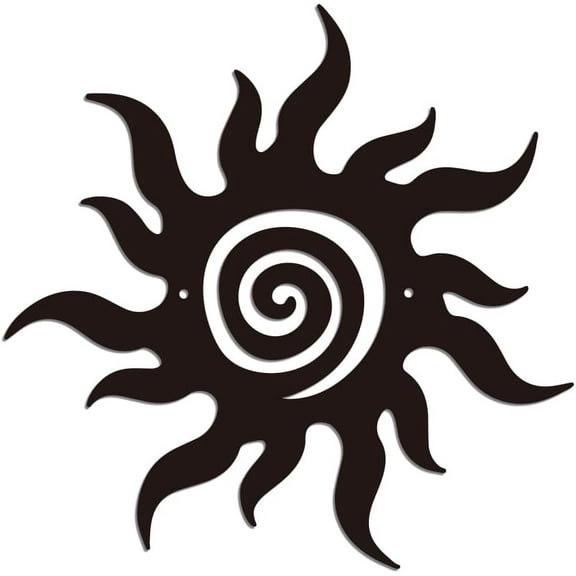 Metal Sun Art Wall Decor Black Iron Line Modern Abstract Wall Decor Sun Hanging Black Outdoor Decor Wall Sculptures for Home Garden Bedroom Living Room Office Kitchen Patio 11.8x11.6 Inch