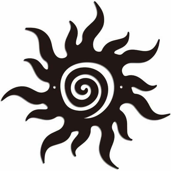 Metal Sun Art Wall Decor Black Iron Line Modern Abstract Wall Decor Sun Hanging Black Outdoor Decor Wall Sculptures for Home Garden Bedroom Living Room Office Kitchen Patio 11.8x11.6 Inch Metal Black