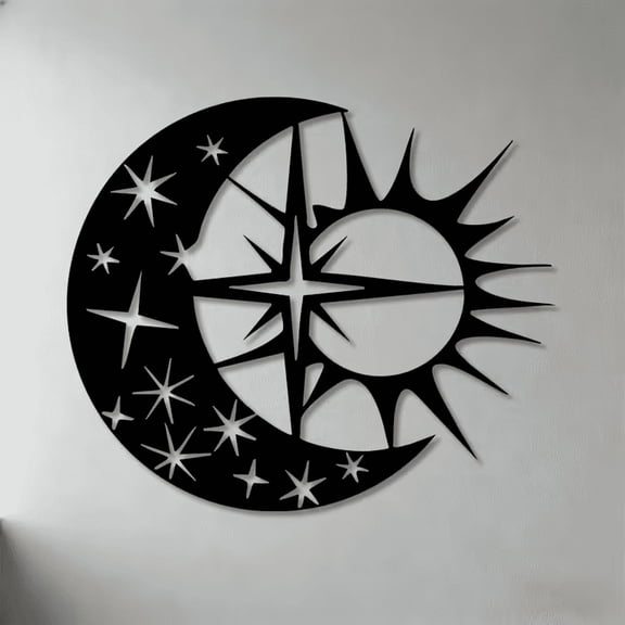 Metal Sun Moon Star Wall Art, Celestial Wall Decor for Indoor or Outdoor Use