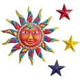 thumbnail image 1 of Metal Sun Stars Wall Art Decor Sculpture Plaque Hanging for Indoor Outdoor Home Garden Accent，Colorful Sun Face Statues Sun + 3 Stars, 1 of 7