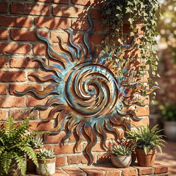 Metal Sun Wall Art Decoration - Iron Sculpture for Indoor, Outdoor, and Garden Decor
