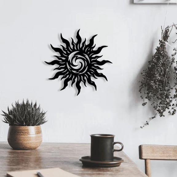 Metal Sun Wall Art, Minimalist Abstract Design, Indoor Home Decor