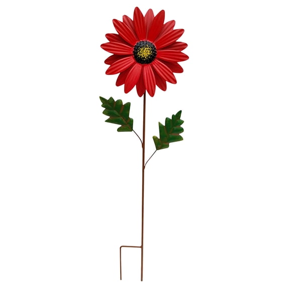 Metal Sunflower Garden Stake for Outdoor Yard Decor – Rust-Proof Iron Flower with Handcrafted Blue Petals, Easy Assembly Ground Inserted Decoration
