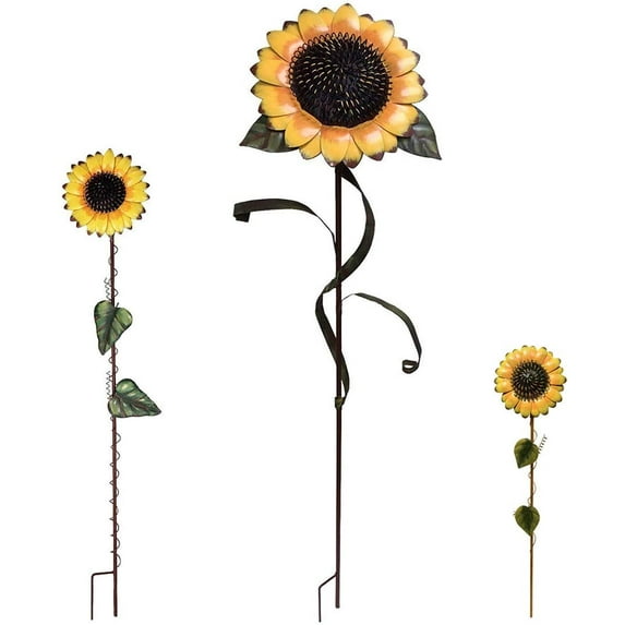 Metal Sunflower Stake Large Flower Decor for Outdoor Patio Garden