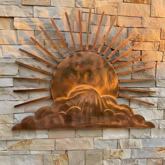 Metal Sunrise Wall Art Sculpture Heat Colored Decorative Garden Wall Decor