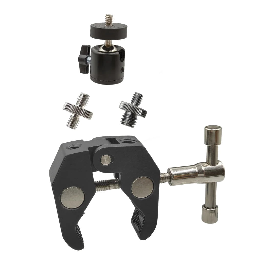 Small Power Clips Metal Super Clamp with 360 ° Mini Ball Head – Quick Release Tripod ...