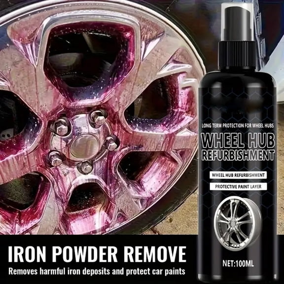 Metal Surface Cleaner, 100Ml Rust Remover for Metal Wheels, Aluminum Cleaner for Car Rims, Iron Remover Break Dust Stain Eliminator, Rust Eraser for Alloy and Steel Hubs, 6X1.5 in