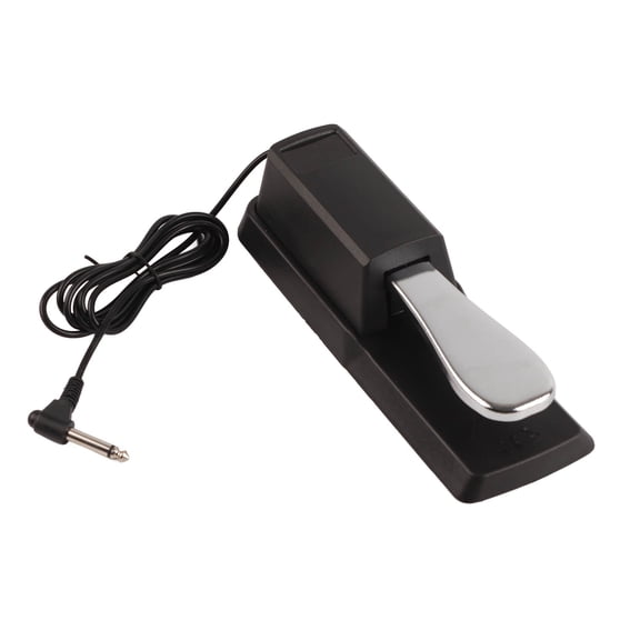 Metal Sustain Pedal with 1.5m Cable for Electronic Keyboard & Digital Piano - 6.5mm Jack, Polarity Switch, 9.13" L Cable Foot Compatible with All Electronic Keyboards Digital Piano