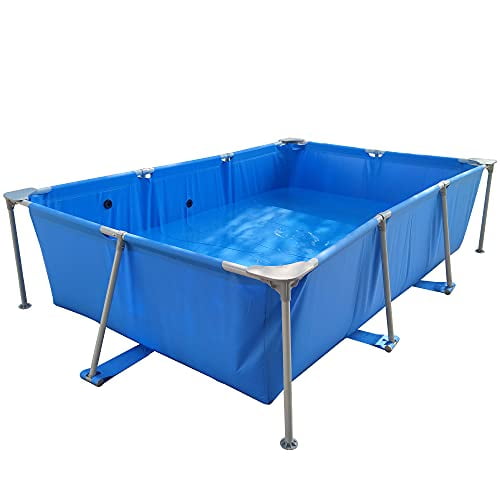Metal Swimming Pool Summer Rectangular Above Ground Pools Blue Outdoor