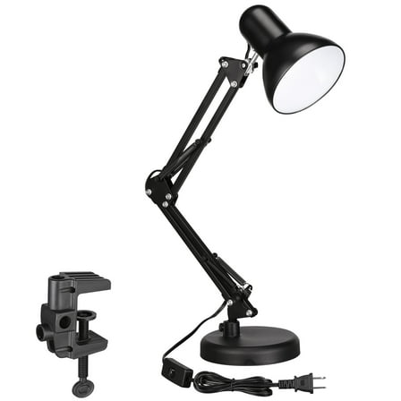 Metal Swing Arm Desk Lamps, Adjustable Table Lamp with Clamp, Architect Pixar Lamp for Bedroom, Study, Home Office, Replaceable Bulbs, Multi-Joint