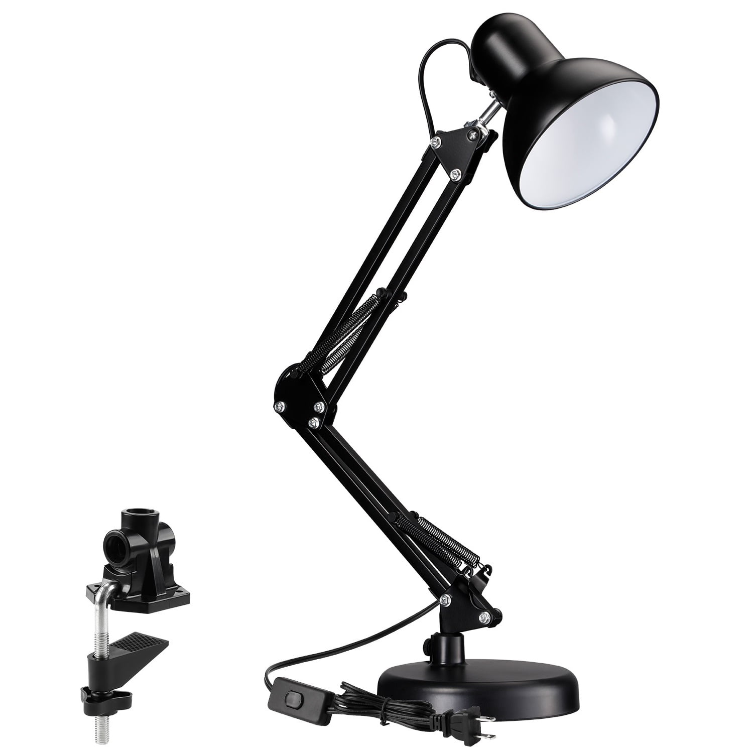 LED Double Head Reading Desk Lamp 24W Foldable Swing Arm Desk Lamp with  Clip Dimmable for Workstation PC Eye Protection Office