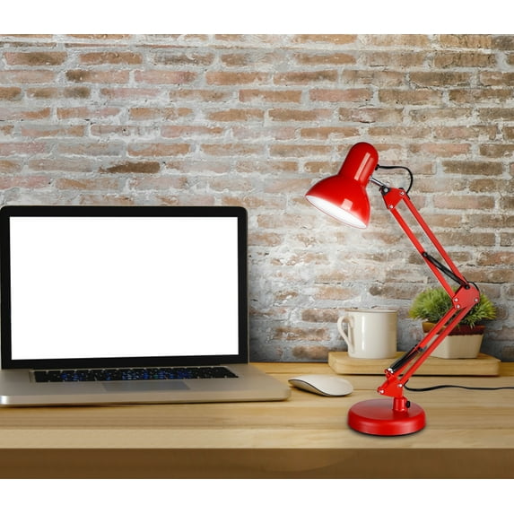 Metal Swing Arm Desk Lamp, Red